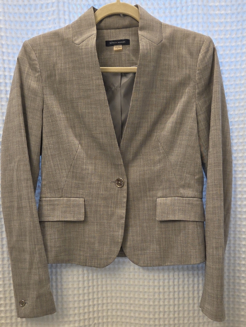 Tommy Hilfiger Gray Single-Button Tailored Blazer